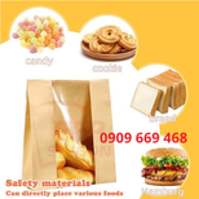 Túi Giấy Đựng Bánh Có Cửa Sổ PET – Bao Bì Kraft Cho Tiệm Bánh, Bakery Take Away